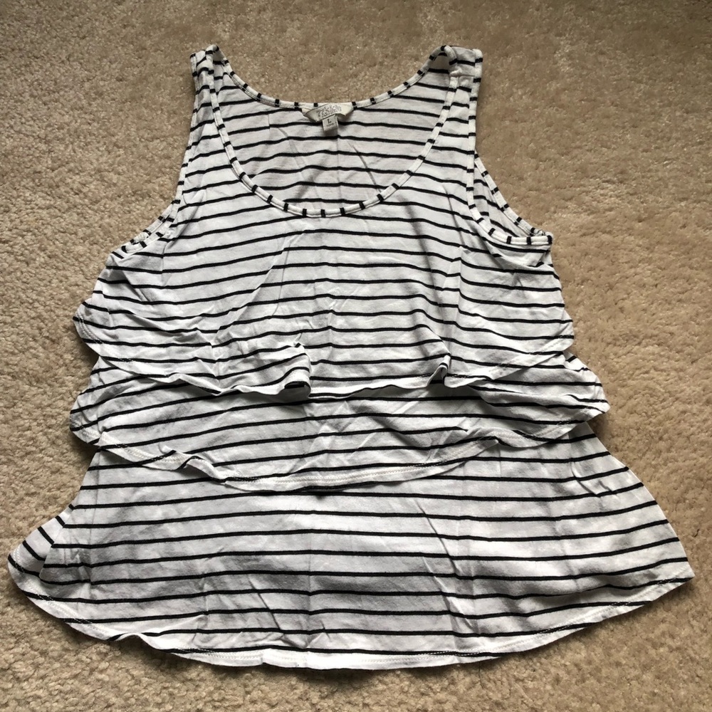 77 Kids, black & white stripe, multi layered tank
